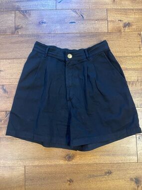 Big Bud Press Trouser Shorts Womens Small Black Pleated 100% Cotton USA